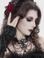 Black Gothic Rose Cross Beaded Chain Choker Necklace