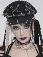 Black Gothic Punk Rivet Spiked Pin Hat with Rings
