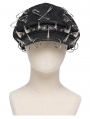 Black Gothic Punk Rivet Spiked Pin Hat with Rings