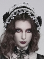 White and Black Gothic Rose Lace Bonnet Headband