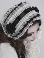 White and Black Gothic Rose Lace Bonnet Headband