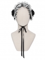 White and Black Gothic Rose Lace Bonnet Headband