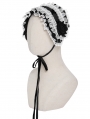 White and Black Gothic Rose Lace Bonnet Headband