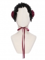 Black and Red Gothic Rose Lace Bonnet Headband