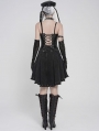 Black Gothic Punk Spiked Leather Corset Top for Women
