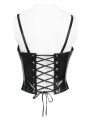 Black Gothic Punk Spiked Leather Corset Top for Women