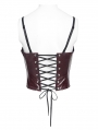 Dark Red Gothic Punk Spiked Leather Corset Top for Women