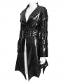 Black Gothic Punk Batwing Hem Leather Jacket for Women