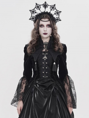 Black Gothic Retro Bat Collar Tailcoat for Women