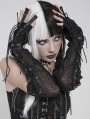 Black Punk Gothic Lace-Up Mesh Zip Gloves