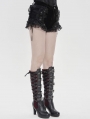 Black Gothic Flower Applique Ruffle Velvet Shorts for Women