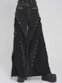 Black Gothic Distressed Eyelet Punk Wide Leg Pants for Women