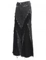 Black Gothic Distressed Eyelet Punk Wide Leg Pants for Women