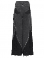 Black Gothic Distressed Eyelet Punk Wide Leg Pants for Women
