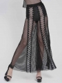 Black Gothic Punk Chained Mesh Perspective Pants for Women