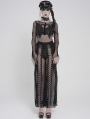 Black Gothic Punk Chained Mesh Perspective Pants for Women