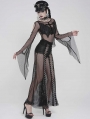 Black Gothic Punk Chained Mesh Perspective Pants for Women