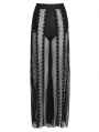 Black Gothic Punk Chained Mesh Perspective Pants for Women