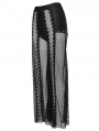 Black Gothic Punk Chained Mesh Perspective Pants for Women