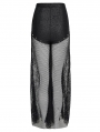Black Gothic Punk Chained Mesh Perspective Pants for Women