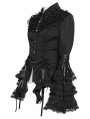Black Retro Gothic Long Flared Sleeve Beaded Ruffle Shirt for Women