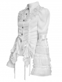 White Retro Gothic Long Flared Sleeve Beaded Ruffle Shirt for Women
