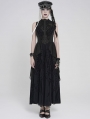 Black Gothic Cyberpunk Pattern Sleeveless Maxi Dress