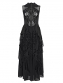 Black Gothic Cyberpunk Pattern Sleeveless Maxi Dress