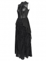 Black Gothic Cyberpunk Pattern Sleeveless Maxi Dress