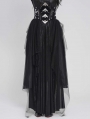Black Gothic Punk Corset Belted Irregular Layered Long Skirt