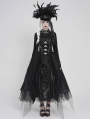 Black Gothic Punk Corset Belted Irregular Layered Long Skirt