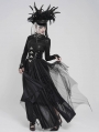 Black Gothic Punk Corset Belted Irregular Layered Long Skirt