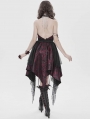 Black and Red Sexy Gothic Halter Cut Out Irregular Ruffle Dress