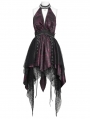 Black and Red Sexy Gothic Halter Cut Out Irregular Ruffle Dress