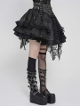 Grey and Black Gothic Layered Ruffle Irregular Skirt