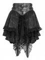 Grey and Black Gothic Layered Ruffle Irregular Skirt