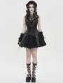 Black Gothic Mesh Spliced Halter Short Party Dress
