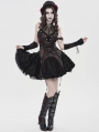 Black and Red Gothic Mesh Spliced Halter Short Party Dress