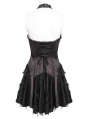 Black and Red Gothic Mesh Spliced Halter Short Party Dress