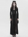 Black Sexy Gothic Deep V-Neck High Slit Velvet Maxi Dress