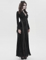 Black Sexy Gothic Deep V-Neck High Slit Velvet Maxi Dress