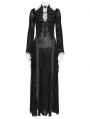 Black Sexy Gothic Deep V-Neck High Slit Velvet Maxi Dress