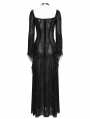 Black Sexy Gothic Deep V-Neck High Slit Velvet Maxi Dress