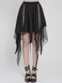 Black Gothic Punk Chained Slit Irregular Ruffle Skirt