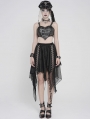 Black Gothic Punk Chained Slit Irregular Ruffle Skirt