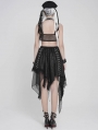 Black Gothic Punk Chained Slit Irregular Ruffle Skirt