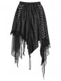 Black Gothic Punk Chained Slit Irregular Ruffle Skirt