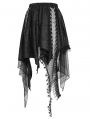 Black Gothic Punk Chained Slit Irregular Ruffle Skirt
