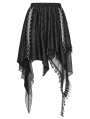 Black Gothic Punk Chained Slit Irregular Ruffle Skirt