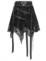 Black Gothic Skull Mesh Asymmetric Eyelet Strap Punk Skirt